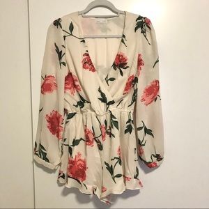 Floral long sleeve romper